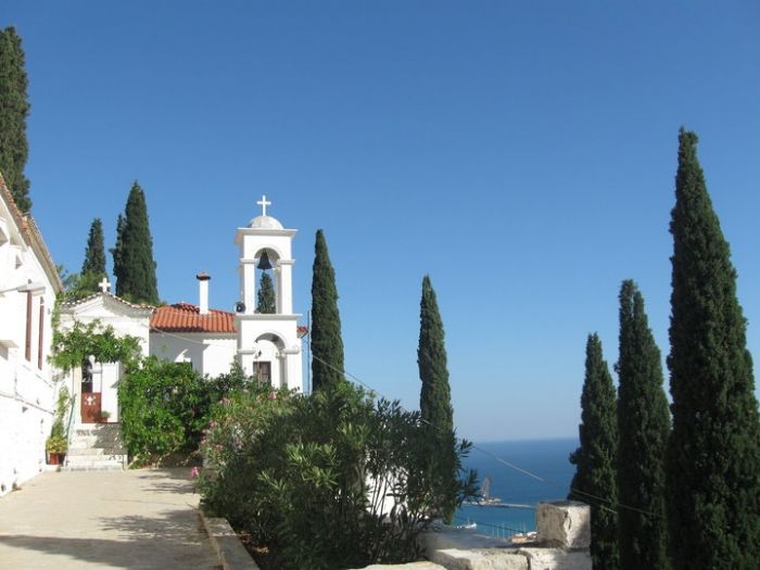 Sacred cave monastery of Panagia Spiliani carved into the mountainside